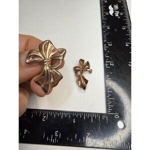 Vintage Sterling Silver Bow Earrings Screw Back Ribbon Design Mid Century